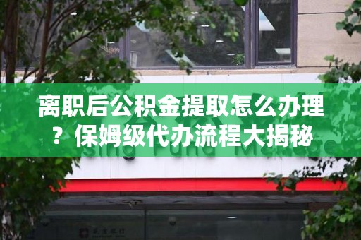建宁离职后公积金提取怎么办理?保姆级代办流程大揭秘 建宁离职后公积金提取怎么办理?保姆级代办流程大揭秘
